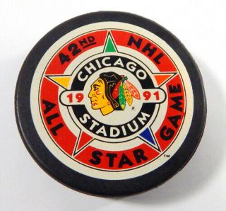 1991 42nd All - Star Game Nhl Chicago Stadium Hockey Puck Blackhawks