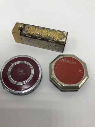 Vintage Volupte Lipstick Holder Mirror Two Compacts Boyer Paris American Beauty