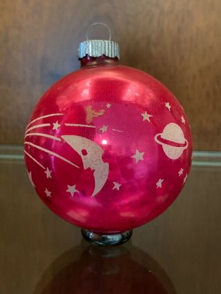 VINTAGE HOT PINK MERCURY GLASS SHOOTING STAR MOON PLANET CHRISTMAS TREE ORNAMENT 2