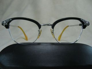 Vintage Ao American Optical Usa Eyeglasses 1/10 12k Gf White Gold Floral Metal
