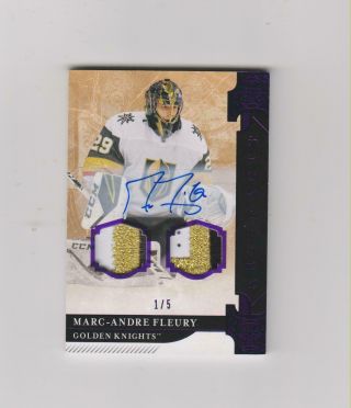 19 - 20 Artifacts Marc - Andre Fleury Purple Dual Patch Autograph 1/5