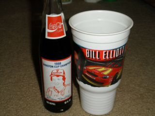 Vintage Bill Elliott Full 1988 Winston Cup Champion Coke Bottle & 