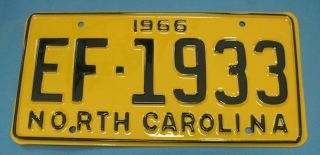 1966 North Carolina License Plate Professionally Restored Show Quality