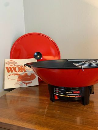 Vintage West Bend 6 Quart 14 " Electric Wok With Nonstick Interior 79515t
