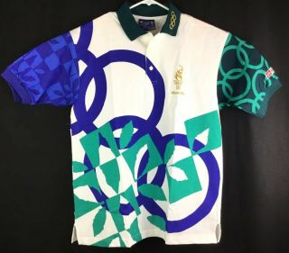 Vtg 1996 Atlanta Olympic Games Rare Hanes Volunteer/staff Polo Shirt Usa Large