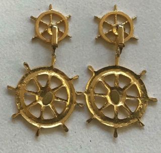 KENNETH J LANE Vintage Earrings Haute Couture Gold Nautical Long Chandeliers 3