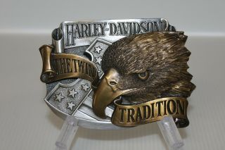 Harley - Davidson Large Belt Buckle " The Twin Tradition " 98467 - 91v