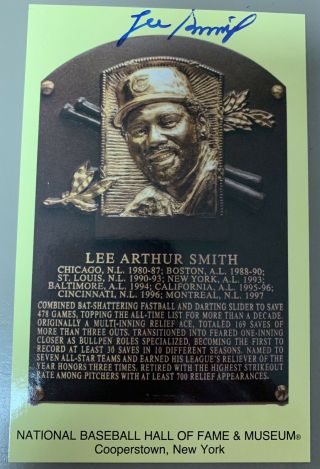 Lee Smith Autographed Hall Of Fame Plaque Card