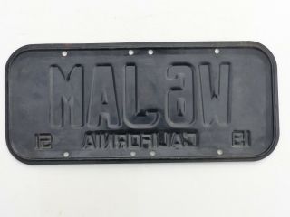 Hard to Find First Issue California Amateur Ham Radio License Plate Call W6JAM 2