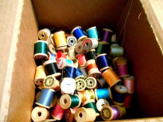 130 Vintage Wooden Thread Spools - Some W/ Thread,  All Sizes& Makes