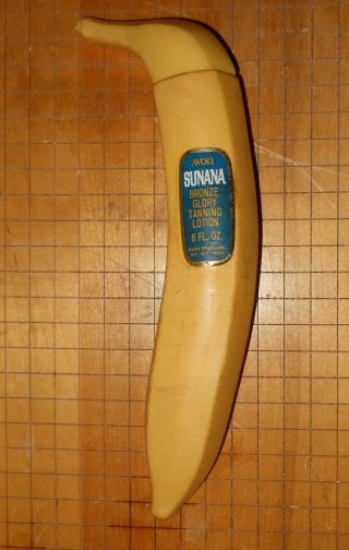 1970s Vintage Avon Sunana Tanning Lotion - Plastic Banana Bottle