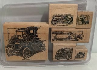 Stampin Up Antique Autos Vintage Cars Fathers Day Dad Wood Rubber Stamps
