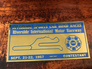 1957 California Sports Car Club Road Races Riverside Dash Plaque