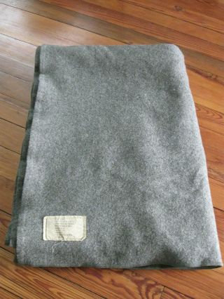 Vintage U.  S.  Army/navy Grey Blanket Bed Wool Blend 60 " X 84 " Dsa100 - 75 - C - 1142