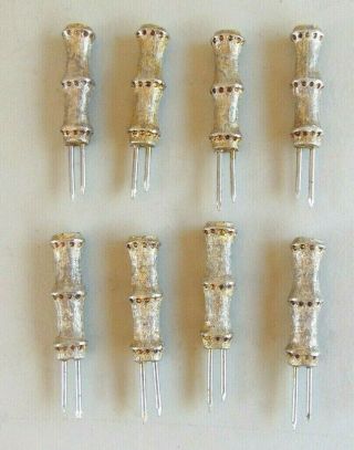 Vintage Brass Corn On The Cob Holders Skewers Bamboo Style Set Of 4