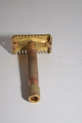 Vintage Gillette Double Edge Gold Tone Safety Razor Code V