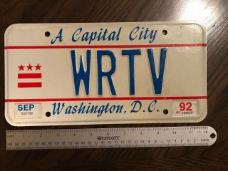 1992 Washington Dc License Plate Tag Wrtv Ham Radio Indianapolis Station Vanity