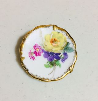 Vintage Floral Miniature Plate Brooch Pin Limoges Made In France