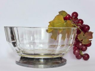 Large Vintage Italian Crystal Centerpiece Bowl With Silver Plate Pedestal Base