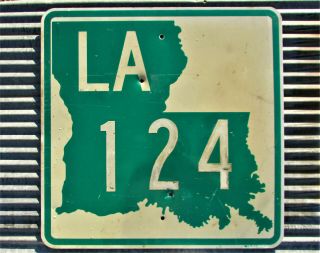 Vintage Louisiana Highway 124 Metal Road Sign Route Marker Old South