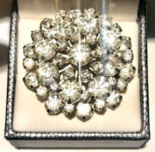 Gorgeous Vintage Signed Coro Clear Rhinestone Brooch Pin