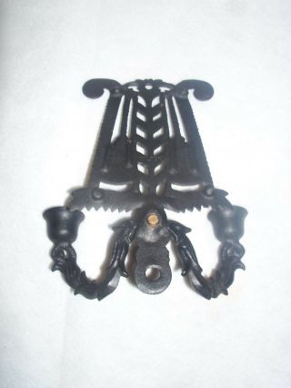 Vintage Wilton Broom Heart 10 Cast Iron Trivet with Added Two Candle Holder Arm 2
