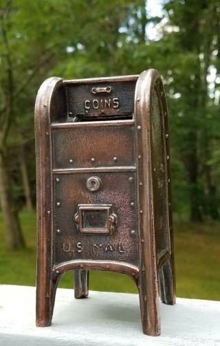 Vintage Us Mail Box Coin Bank Copper Clad