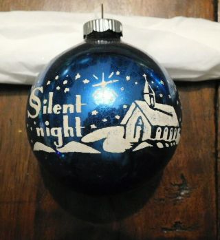 Vintage Shiny Brite Christmas Ornament Blue Silent Night 2.  5 "