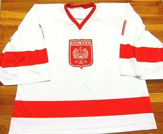 Vintage Polaska Poland 1 Goalie Hockey Jersey Size 60