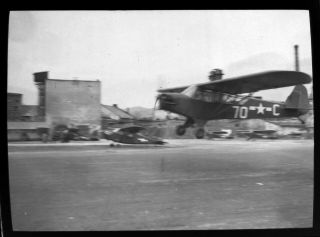 Vtg 1940 Ww2 - Era Photo Film Negative Military Aaf Aircraft Piper L - 4—70 C 2.  1