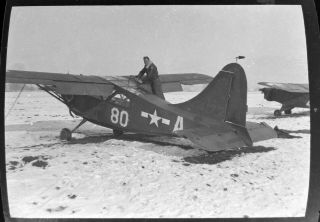 Vtg 1940 Ww2 - Era Photo Film Negative Army Aaf Aircraft Stinson L - 5 80 A - 2.  1