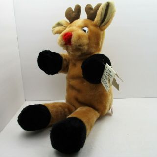 Large Plush Vintage Rudolph The Red Nose Reindeer Hand Puppet 19 " Christmas Xmas