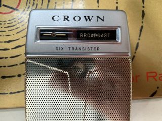 Vintage Crown Transistor Radio With Accessories TR 680 Blue Earbud 3