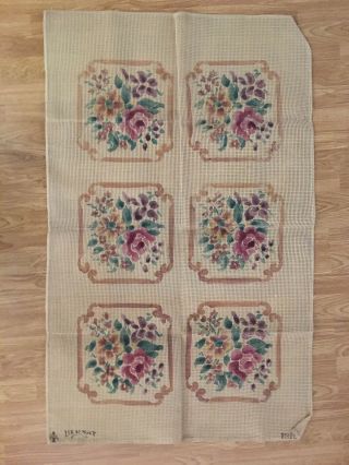 Vintage Bernat Painted Tapestry Needlepoint Rug Latch Hook Canvas I119 S