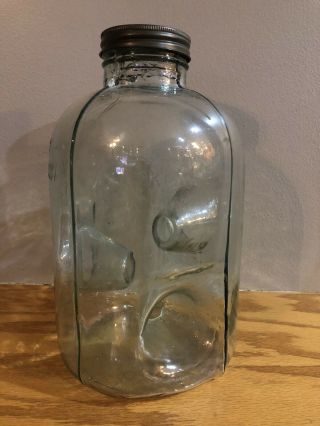 Vintage Greenish Glass Jar Camp Minnow Fishing Trap Checotah Oklahoma W/ 3 Holes
