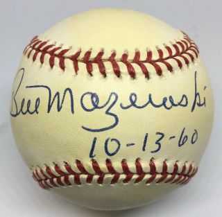 Bill Mazeroski Signed Autograph Inscribed National League Baseball Pirates Hof