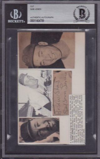 Sad Sam Jones (d.  1966) Signed Cut 3x5 Index Card Autographed Bas 1918 Red Sox