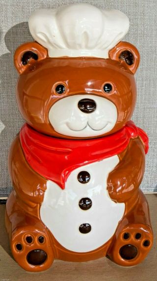Vintage Collectible Teddy Bear Cookie Treat Jar Ceramic Made In Japan