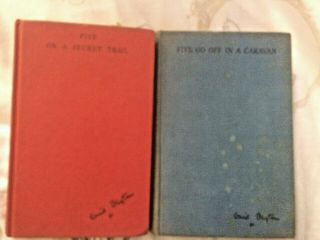 2 X Vintage Famous Five Books 1st Edition Five On Secret Trail Off In A Caravan