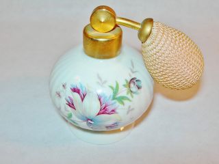 Pretty Vintage Bavaria Porcelain Perfume Bottle Floral Design Pink Atomizer