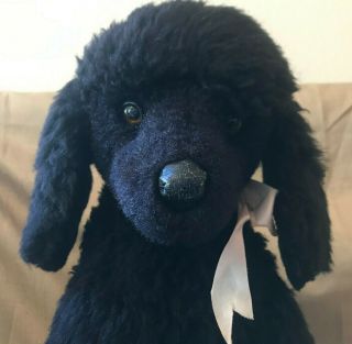 Vintage Black Poodle Dog Plush Stuffed Toy Avanti Applause Italy 1986 Med 15in