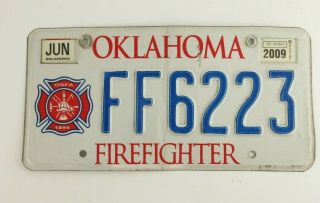 Oklahoma License Plate Firefighter Ff6223 Special 2009