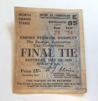 Vintage Fa Cup Final 1955 Ticket Stub Wembley Stadium - C28