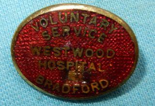 Vintage Nursing Badge Voluntary Service Westwood Hospital Bradford Medical