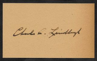Charles Lindbergh Autograph Reprint On Period 1920s 3x5 Card