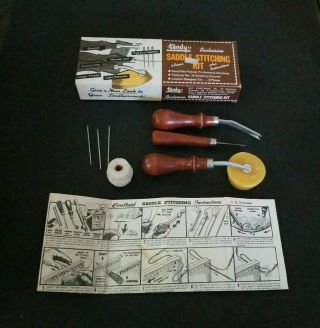 Vintage Tandy Leather Company Saddle Stitching Kit 8 Piece Set
