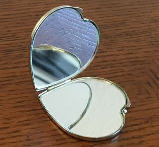 Vintage Silver Plated Heart Shaped Double Mirror Compact