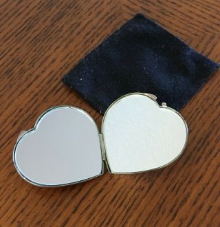 Vintage Silver Plated Heart Shaped Double Mirror Compact 2