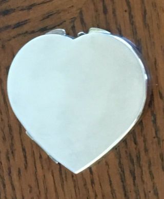 Vintage Silver Plated Heart Shaped Double Mirror Compact 3