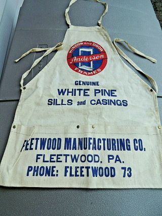 Vintage Canvas Nail Pouch Apron Advertising Fleetwood Mfg.  Co.  Pa.  2 - Digit Ph.